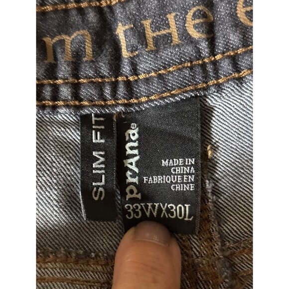 PrAna Mens Jeans‎ Size 33 X 30 Slim Black Organic Cotton Straight Leg Stretch - Picture 9 of 10
